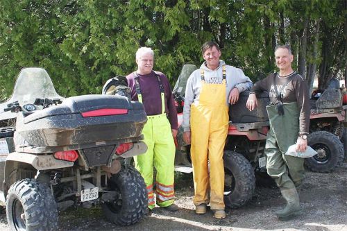The Ompah ATV run has been attracting riders from all over, like Brian Stoate of Woodlawn, Herb Schilger of Golden Lake and Mike Levesque of Dunrobin. “It was well worth the trip down here,” said Levesque. Photo/Craig Bakay